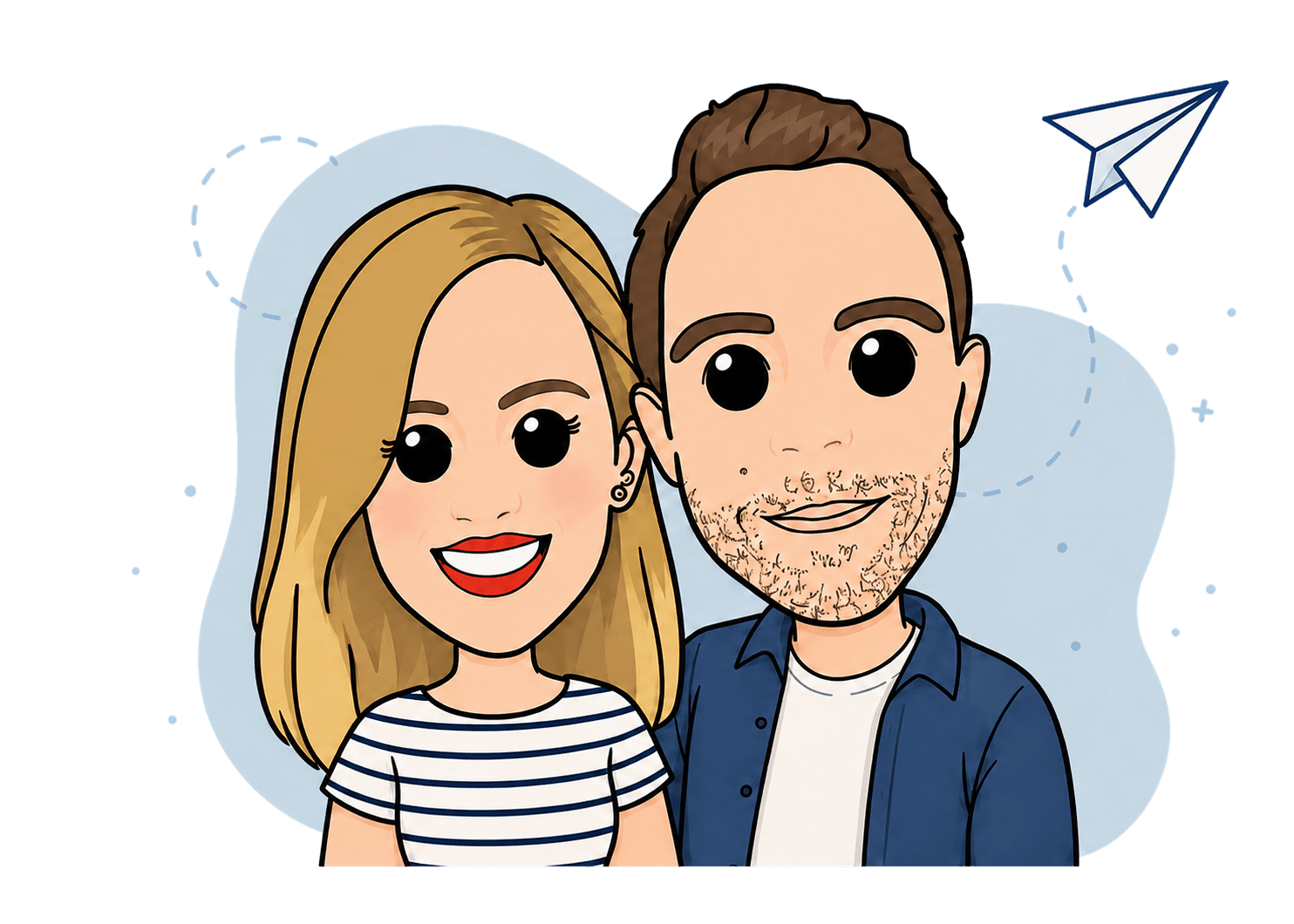 Avatares de Luis y Patri, creadores de Kilómetros de Mundo
