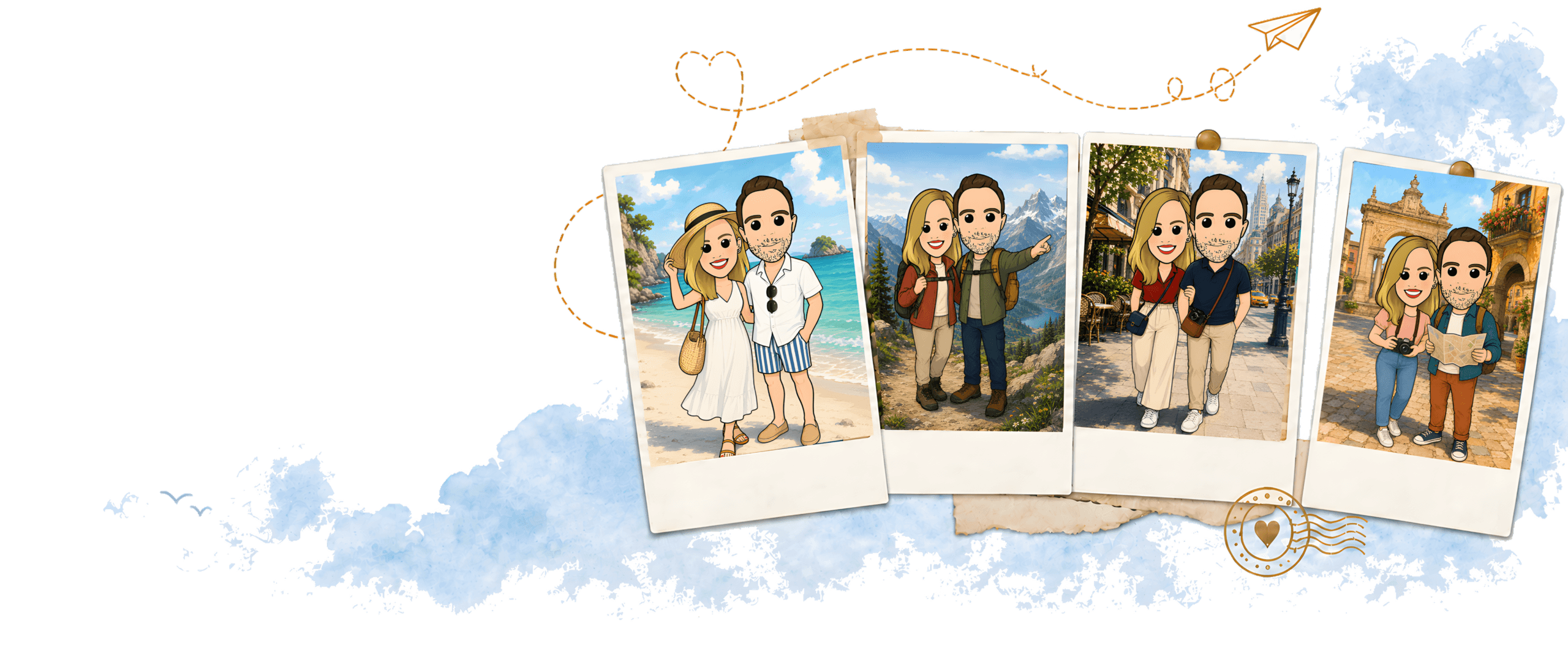 Luis y Patri con recuerdos de viaje en la página de destinos de Kilómetros de Mundo