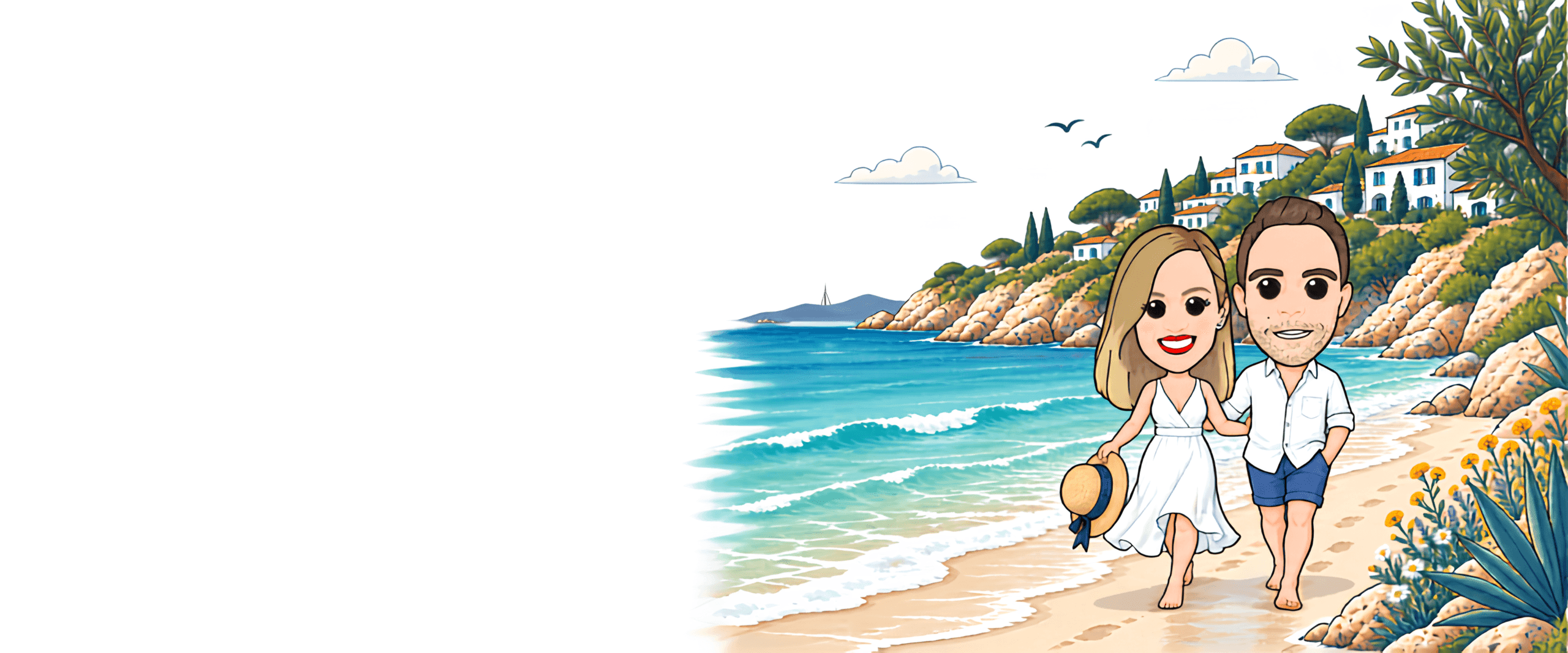 Ilustración de una costa para la página de destinos de playa