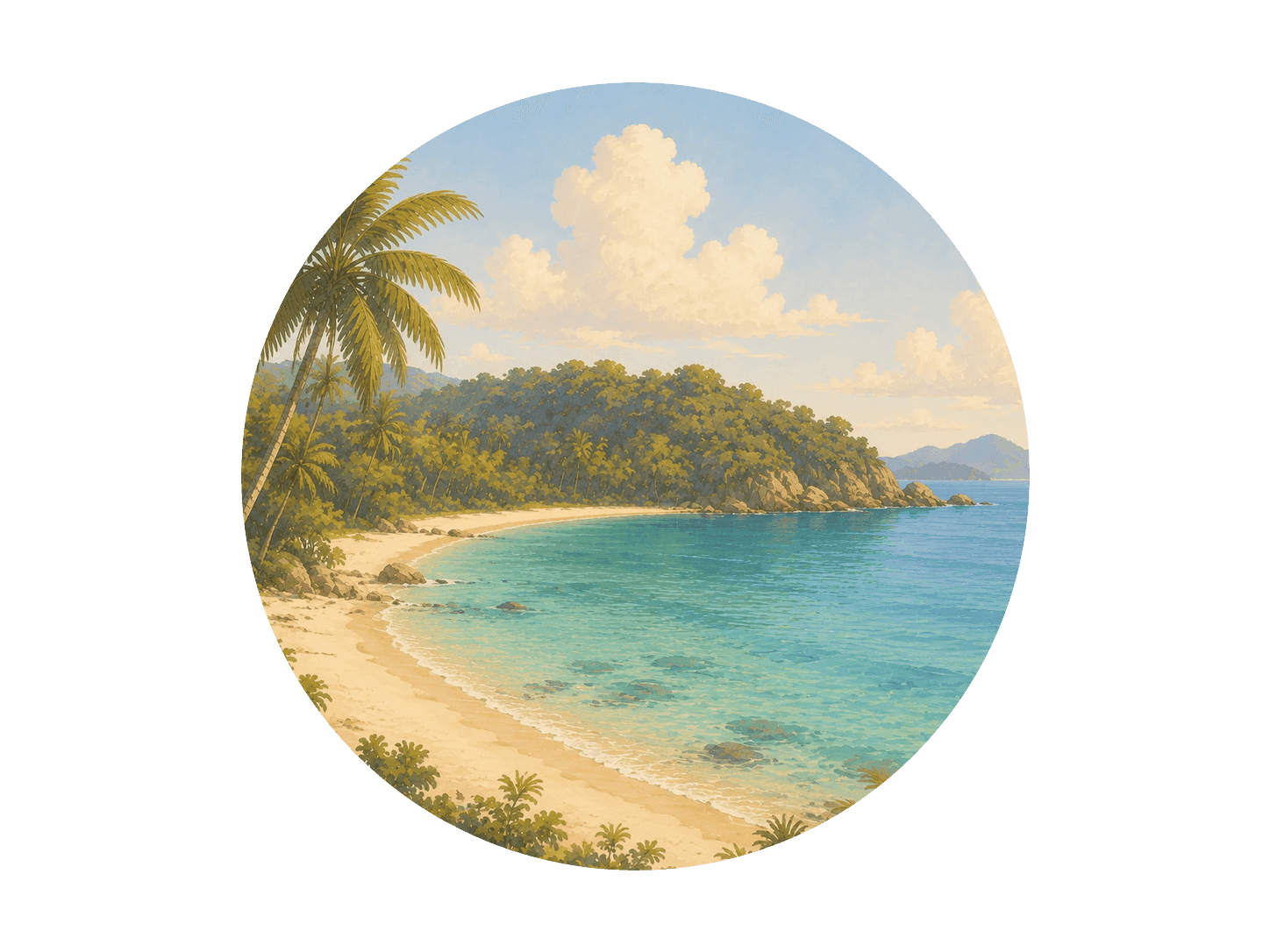 Ilustración de una playa tropical para la categoría playa