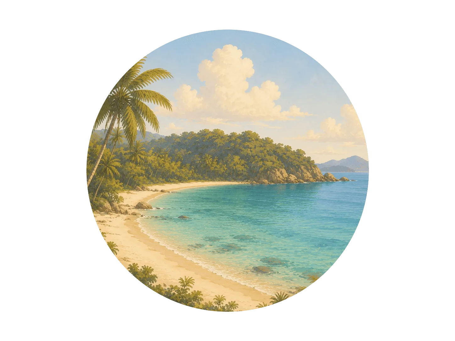 Ilustración de una playa tropical para la categoría playa