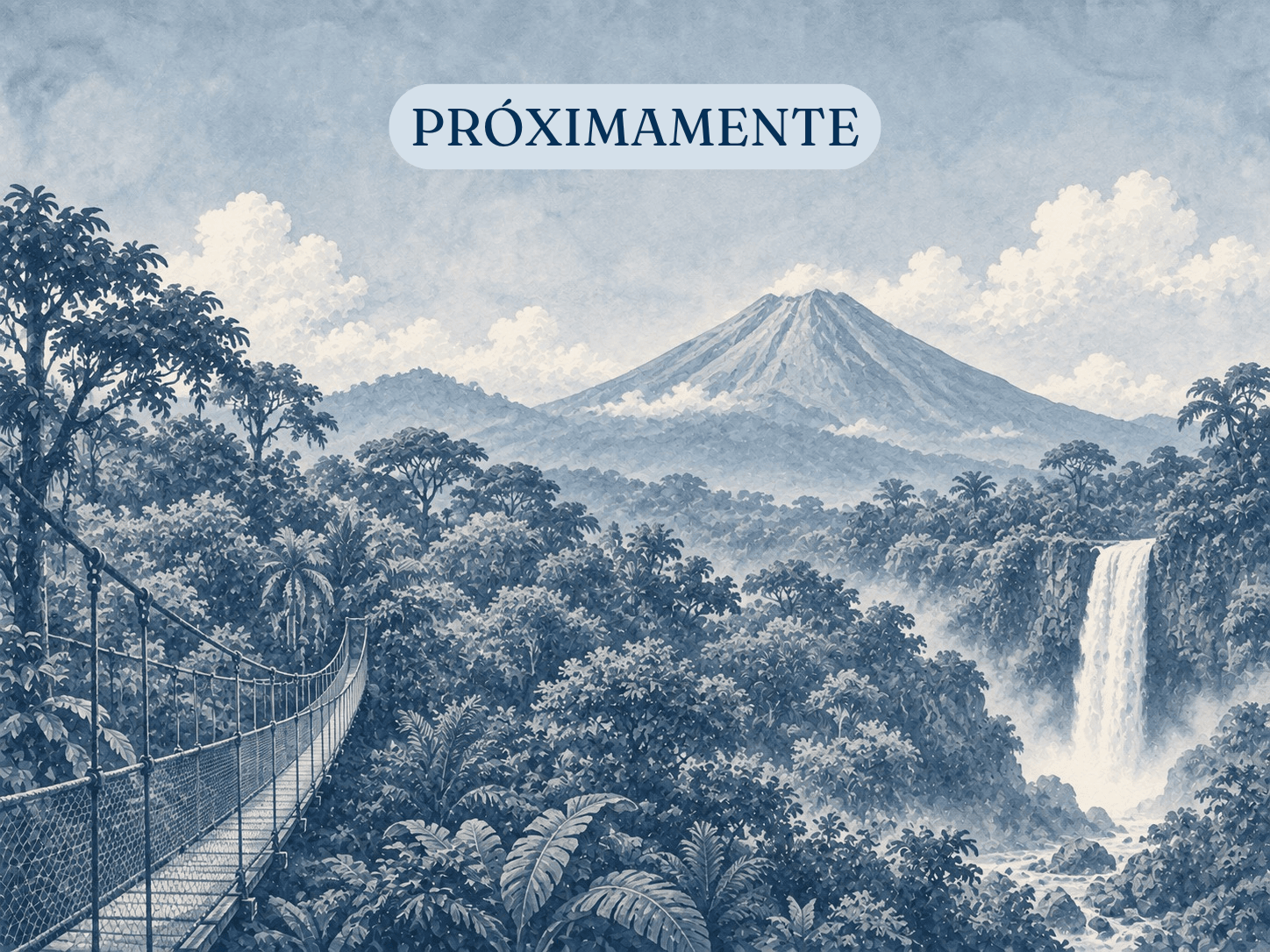 Volcán del Arenal y puentes colgantes en Costa Rica
