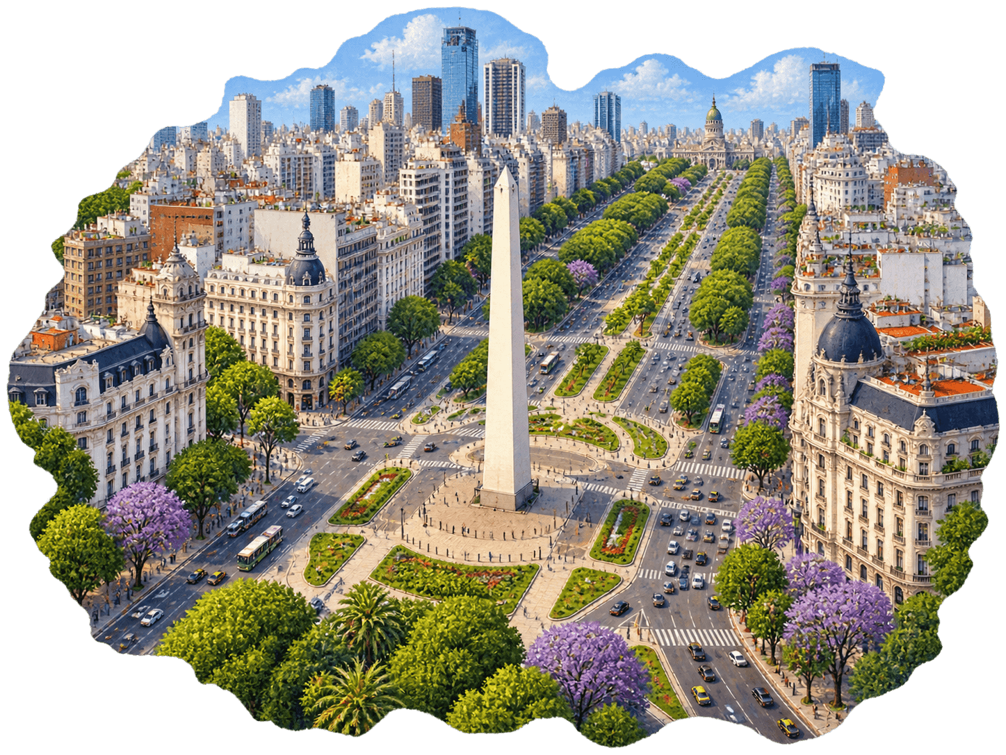 Ilustración del obelisco, en Buenos Aires, Argentina.
