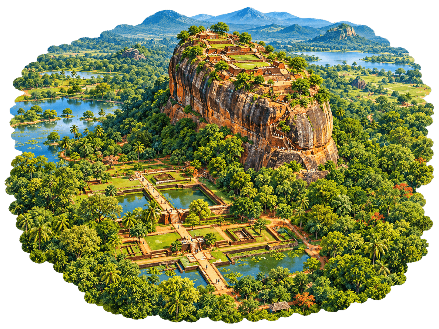 Ilustración de la Roca del León en Sigiriya, Sri Lanka