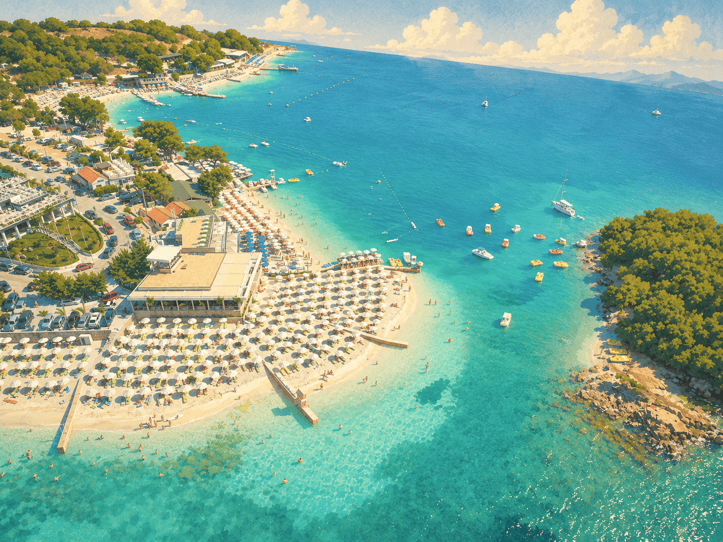 Ilustración de la costa de Albania para la portada del destino