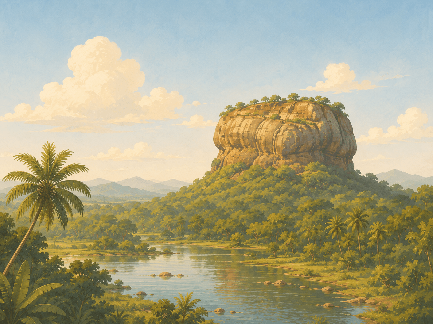 Ilustración de un paisaje asiático para la sección Asia